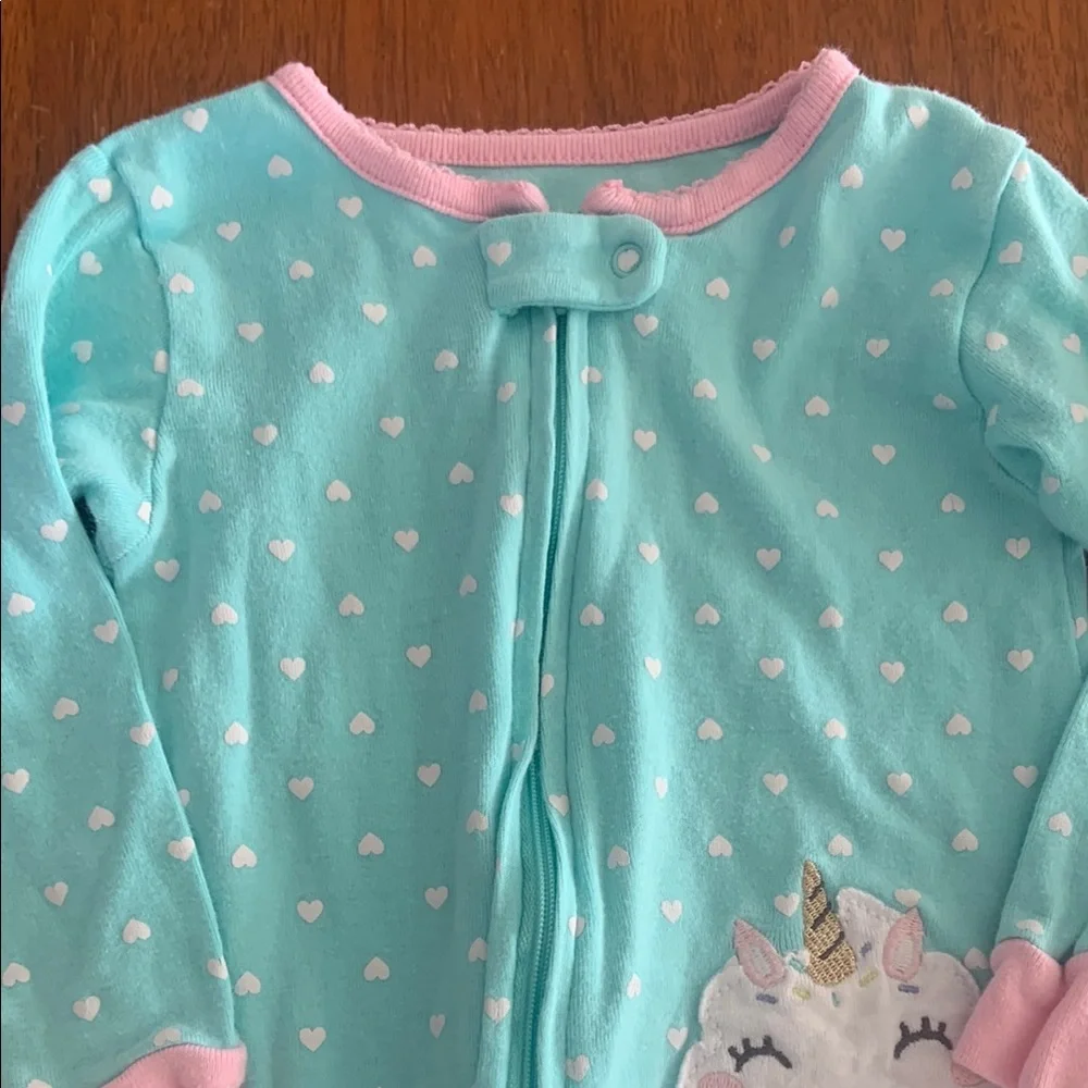 🍊5/$25 NWOT Carter's Blue and Pink Footies with Full-Length Zipper size 18m - Picture 6 of 7